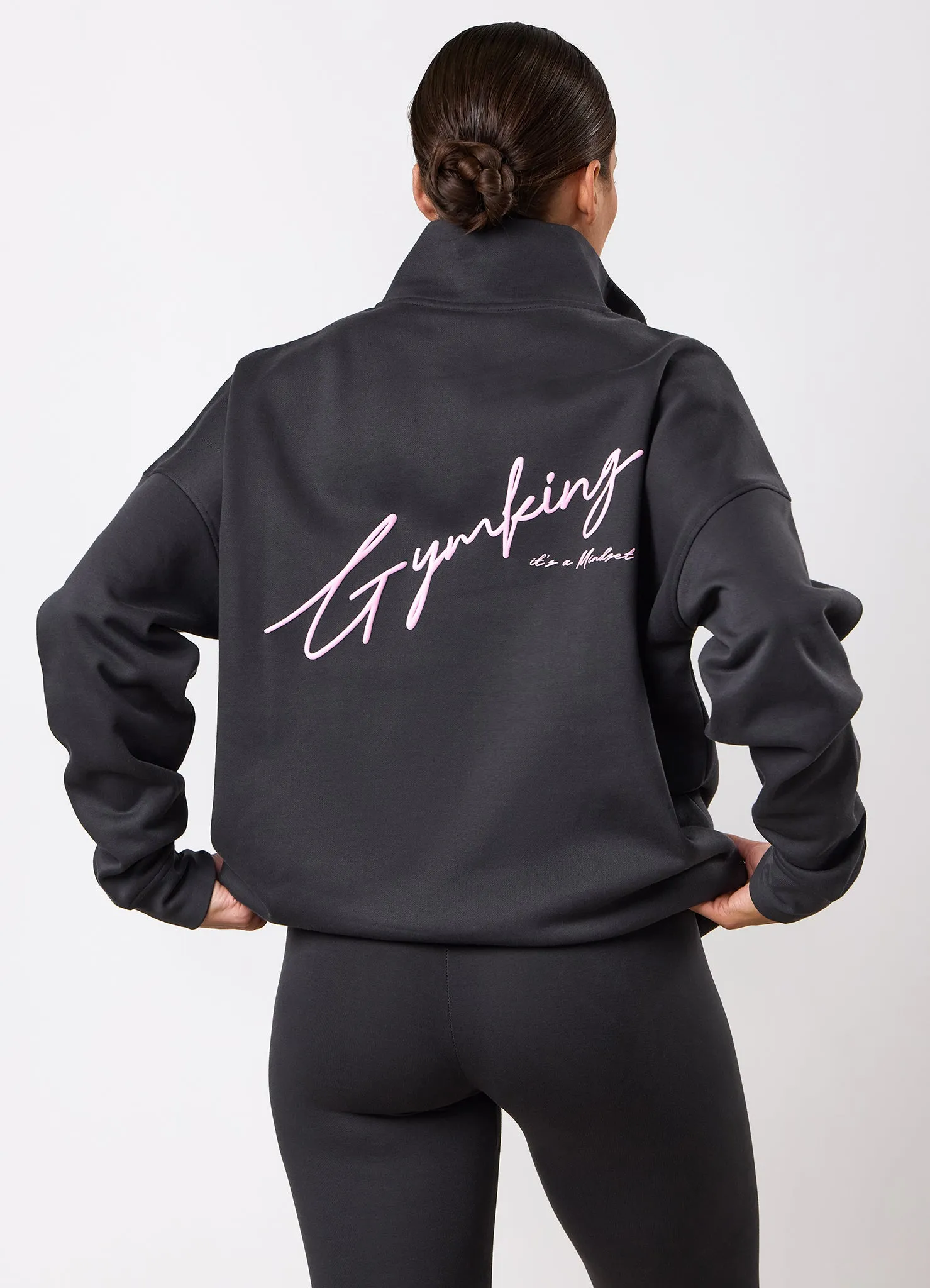 Gym King Script Mindset 1/4 Zip Funnel - Dark Pewter sold by The Gym King product image thumbnail 5