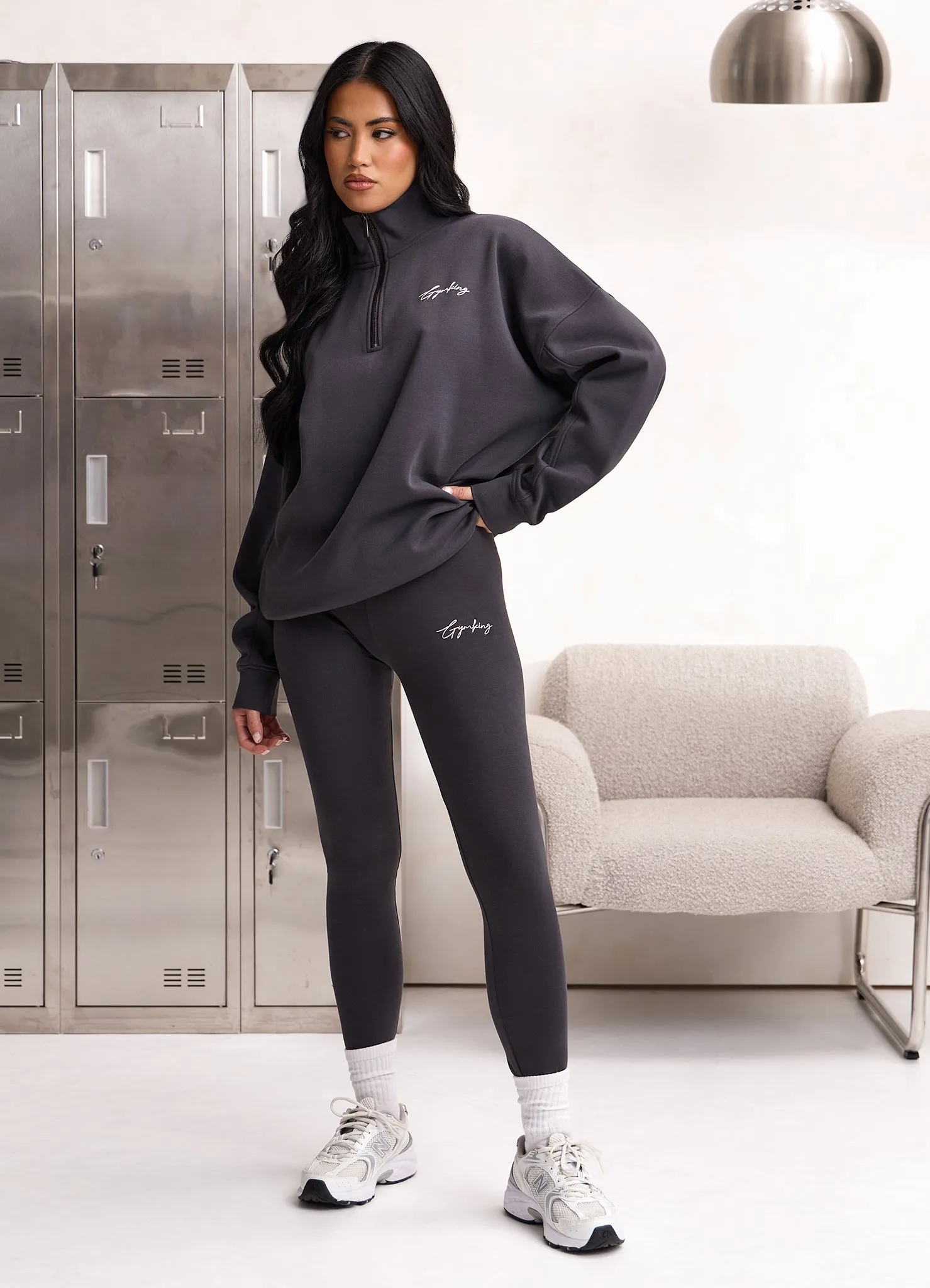 Gym King Script Mindset 1/4 Zip Funnel - Dark Pewter sold by The Gym King product image thumbnail 4