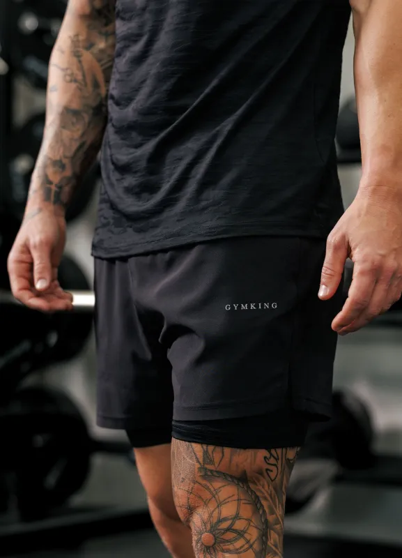 Gym King Dynamic Performance 2-In-1 Short - Black sold by The Gym King