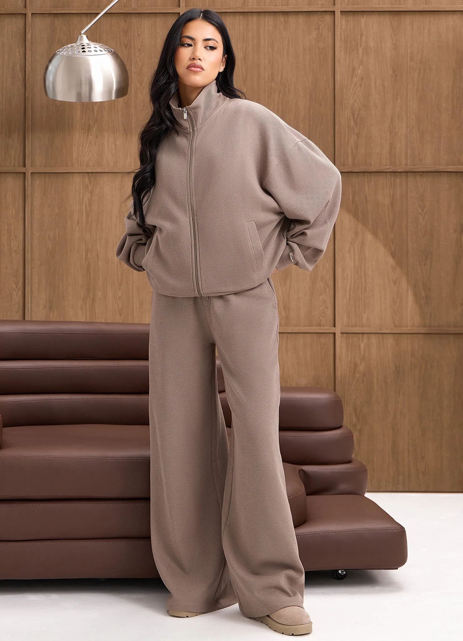 Gym King Waffle Full Zip Tracksuit - Truffle sold by The Gym King