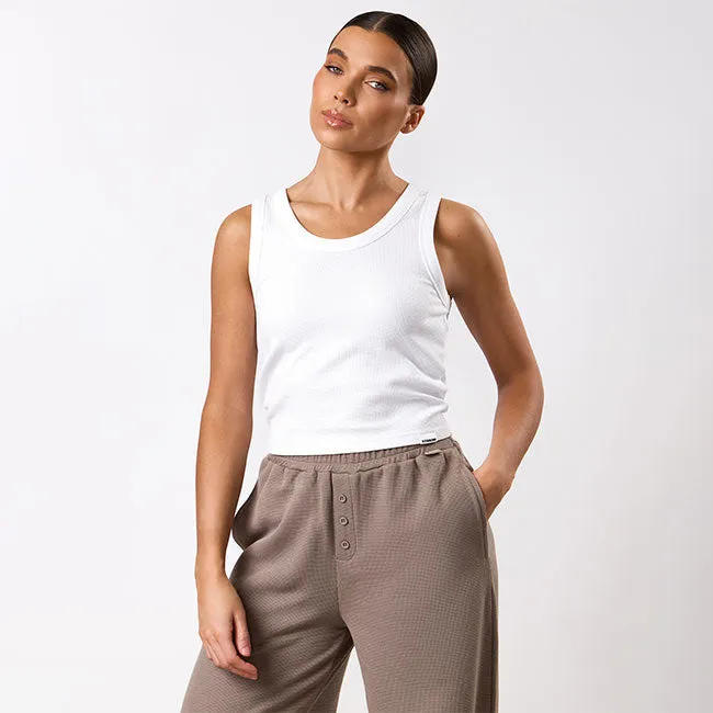 Gym King Waffle Crop Tank - White sold by The Gym King product image thumbnail 2