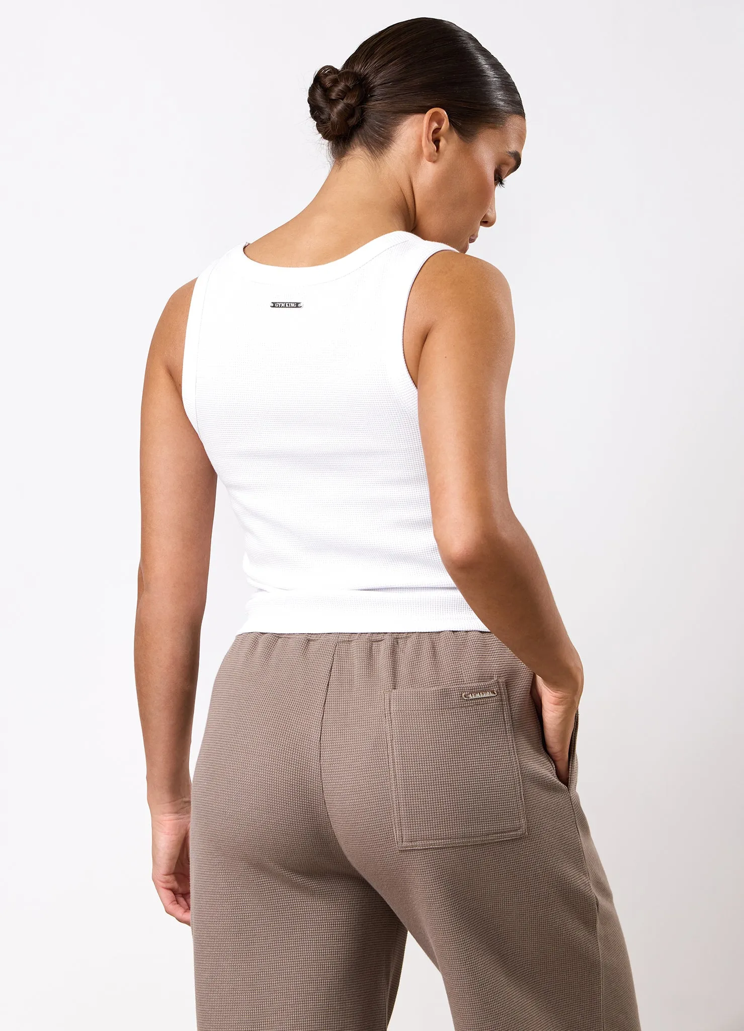 Gym King Waffle Crop Tank - White sold by The Gym King product image thumbnail 3