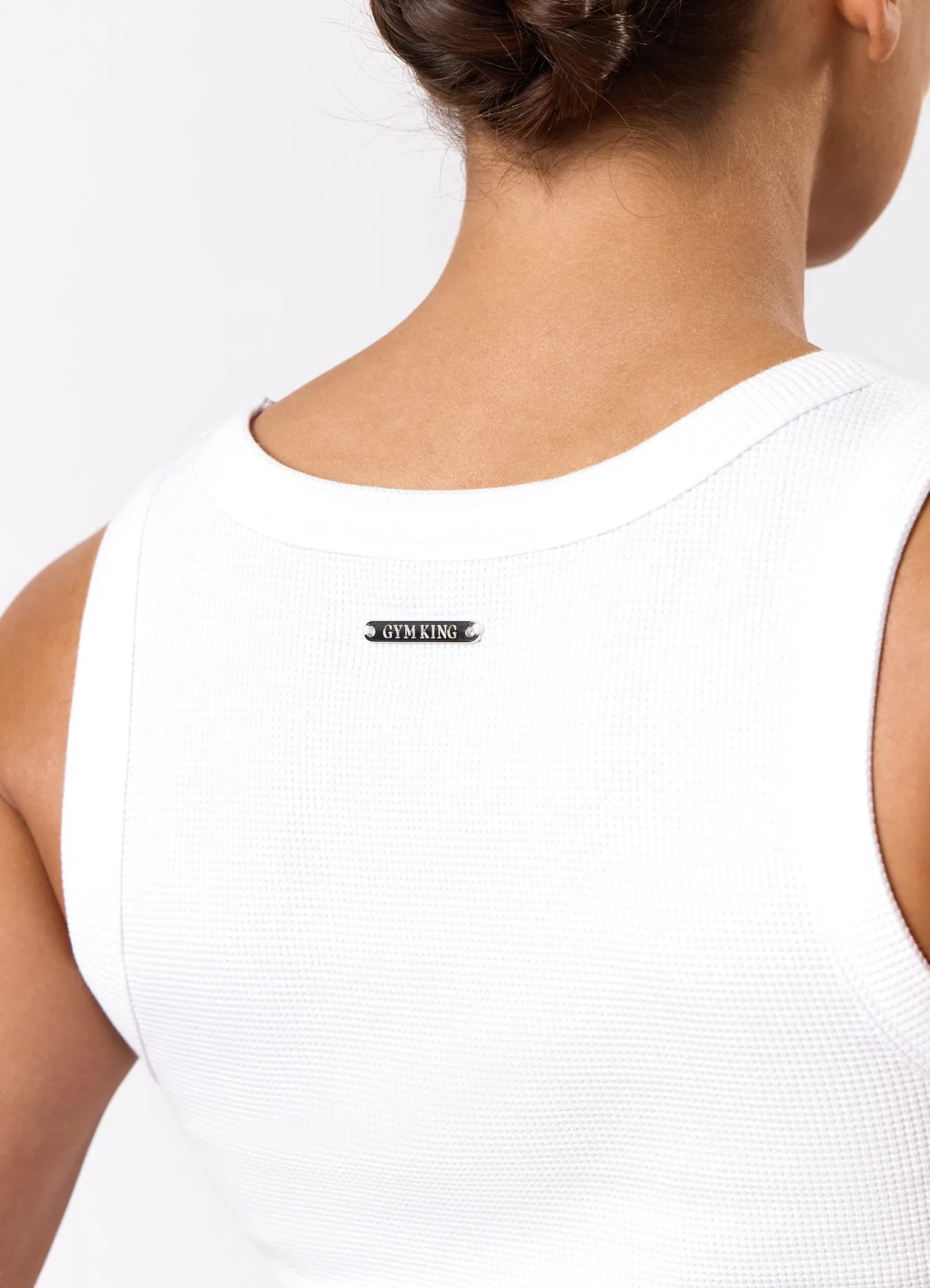 Gym King Waffle Crop Tank - White sold by The Gym King product image thumbnail 4