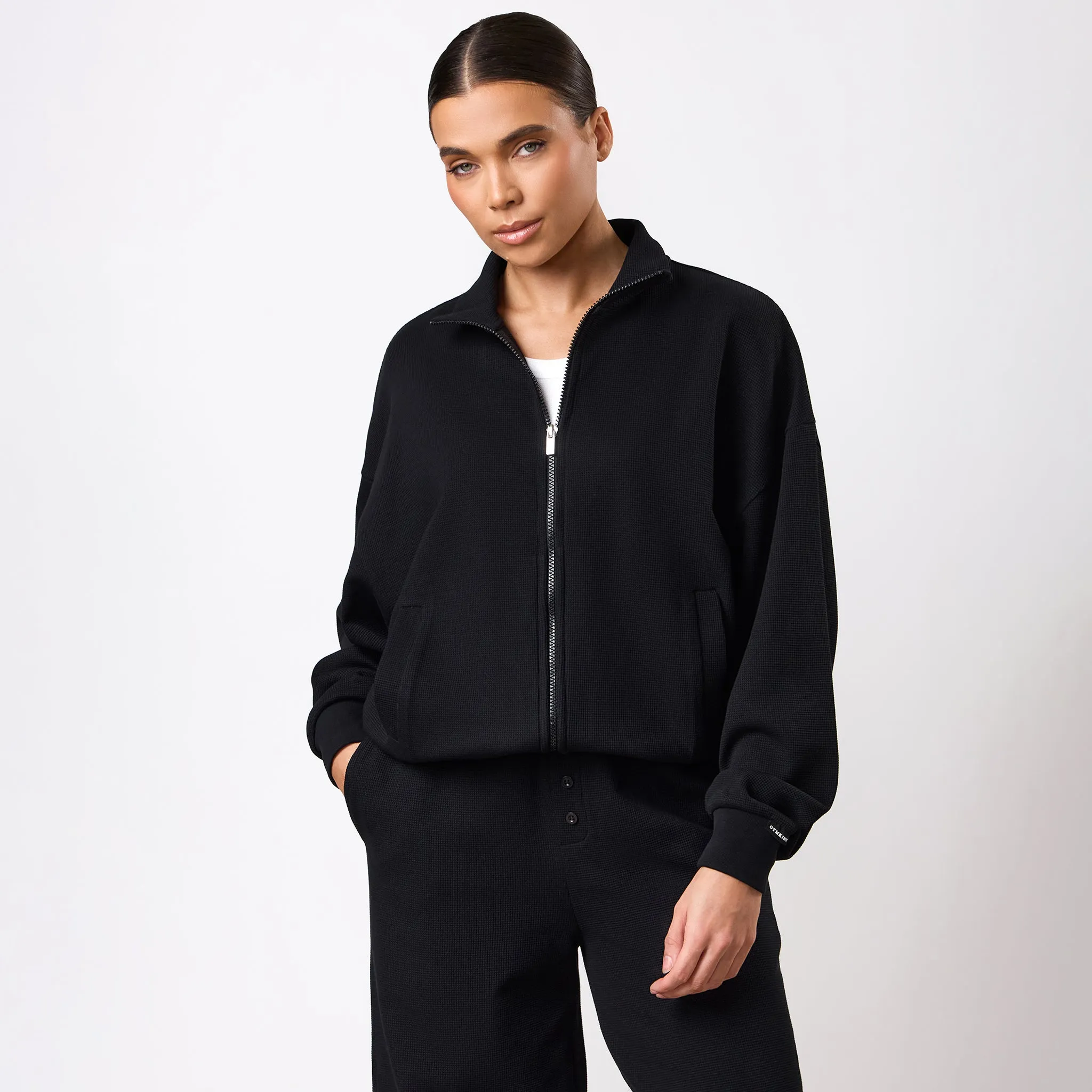 Gym King Waffle Full Zip Funnel - Black sold by The Gym King product image thumbnail 2