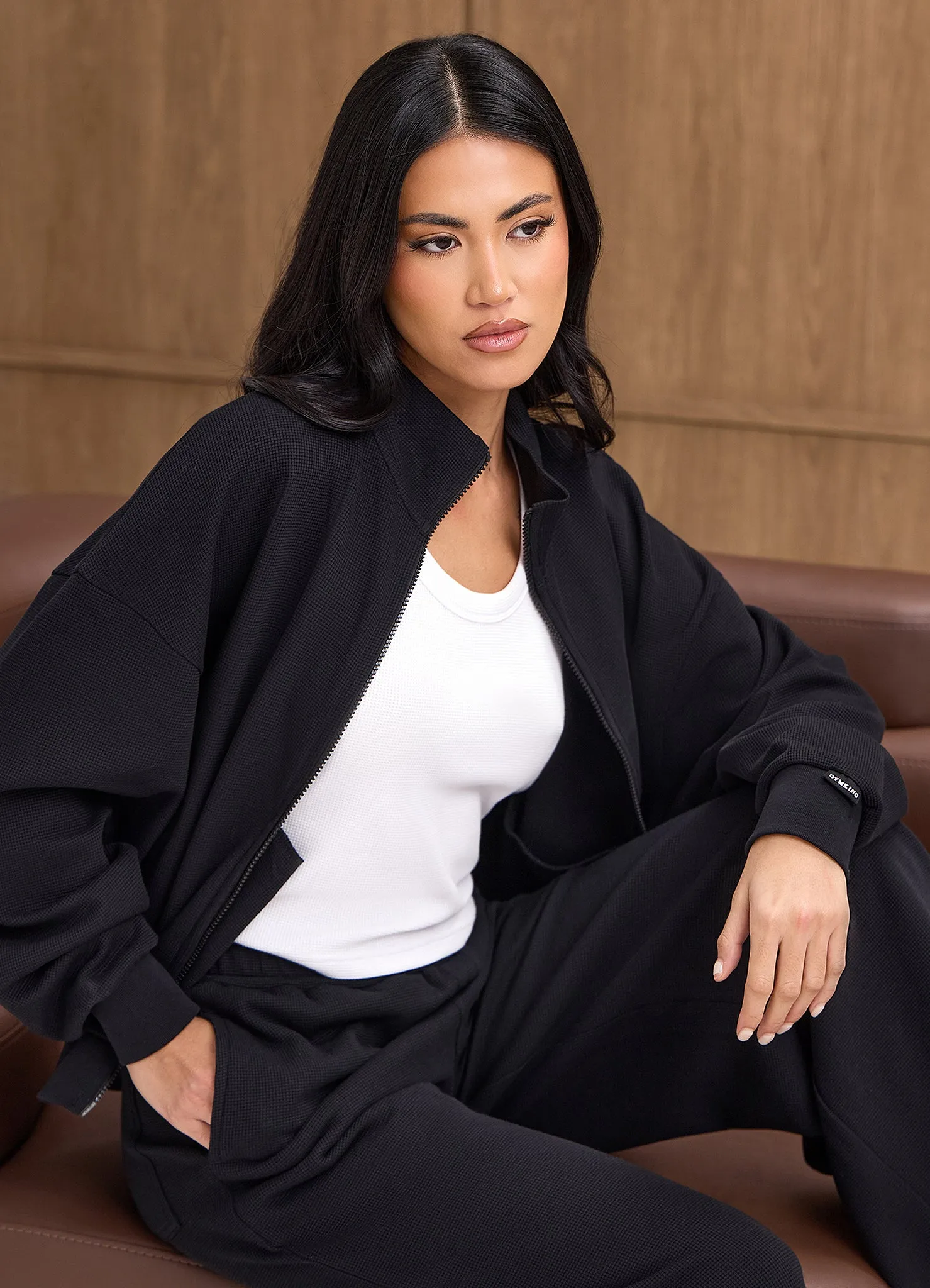 Gym King Waffle Full Zip Funnel - Black sold by The Gym King product image thumbnail 3