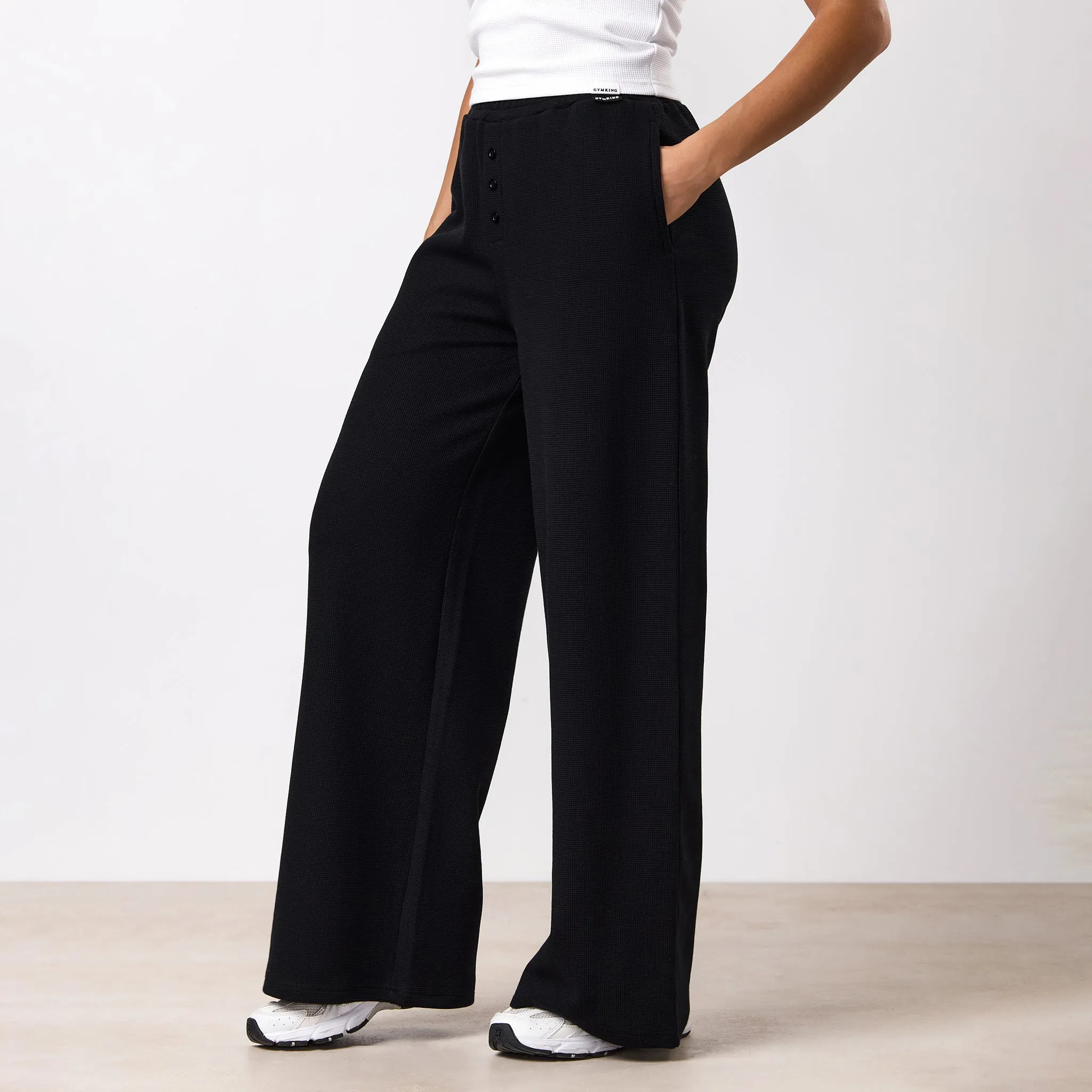 Gym King Waffle Mid Rise Trouser - Black sold by The Gym King product image thumbnail 2