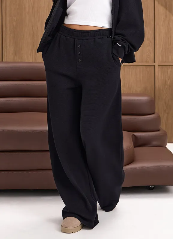 Gym King Waffle Mid Rise Trouser - Black sold by The Gym King