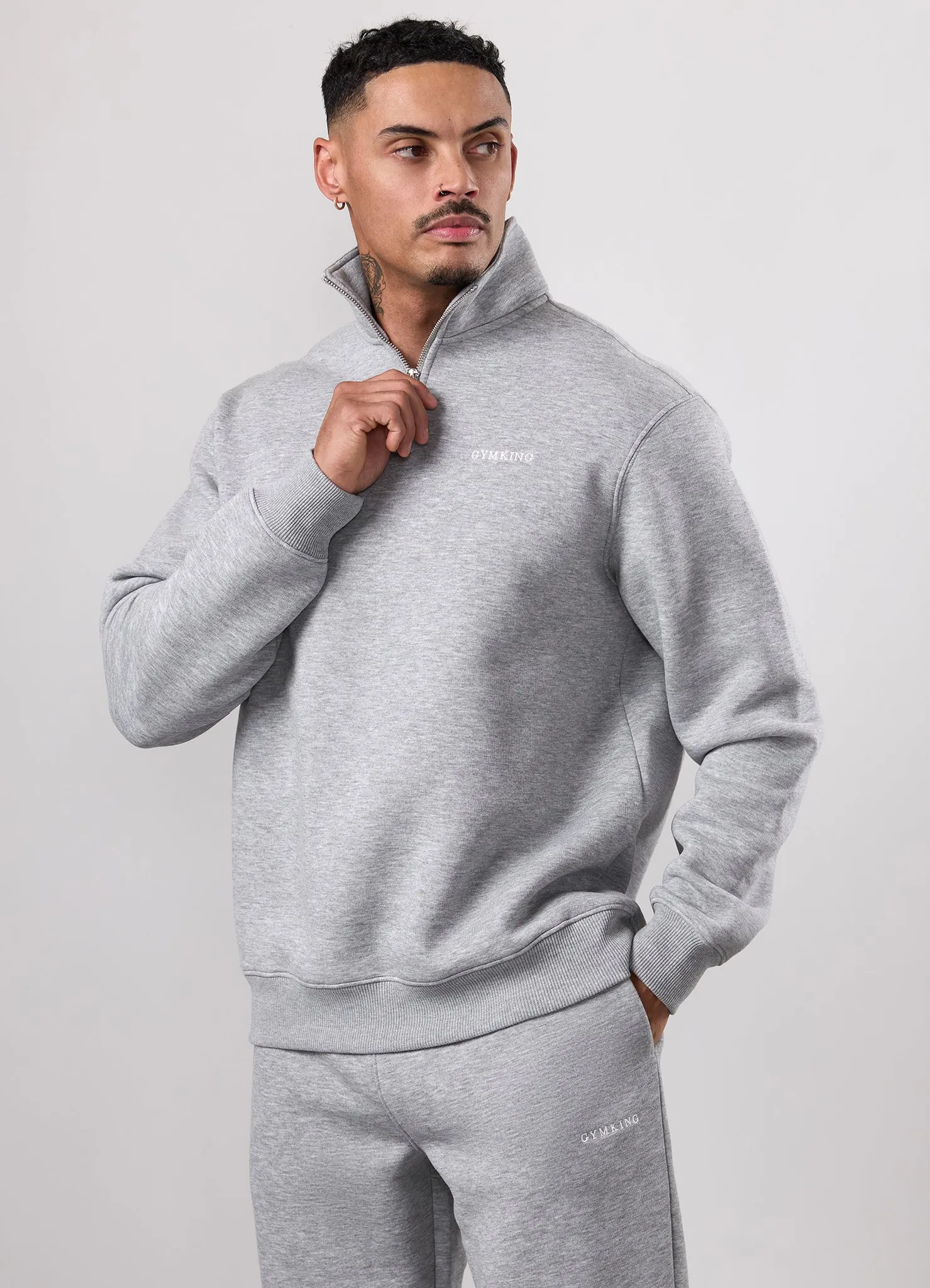Gym King Fundamental Linear 1/4 Zip Tracksuit - Grey Marl sold by The Gym King product image thumbnail 2