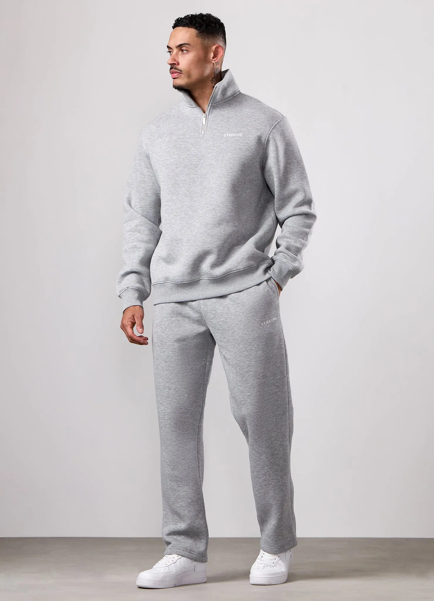 Gym King Fundamental Linear 1/4 Zip Tracksuit - Grey Marl sold by The Gym King