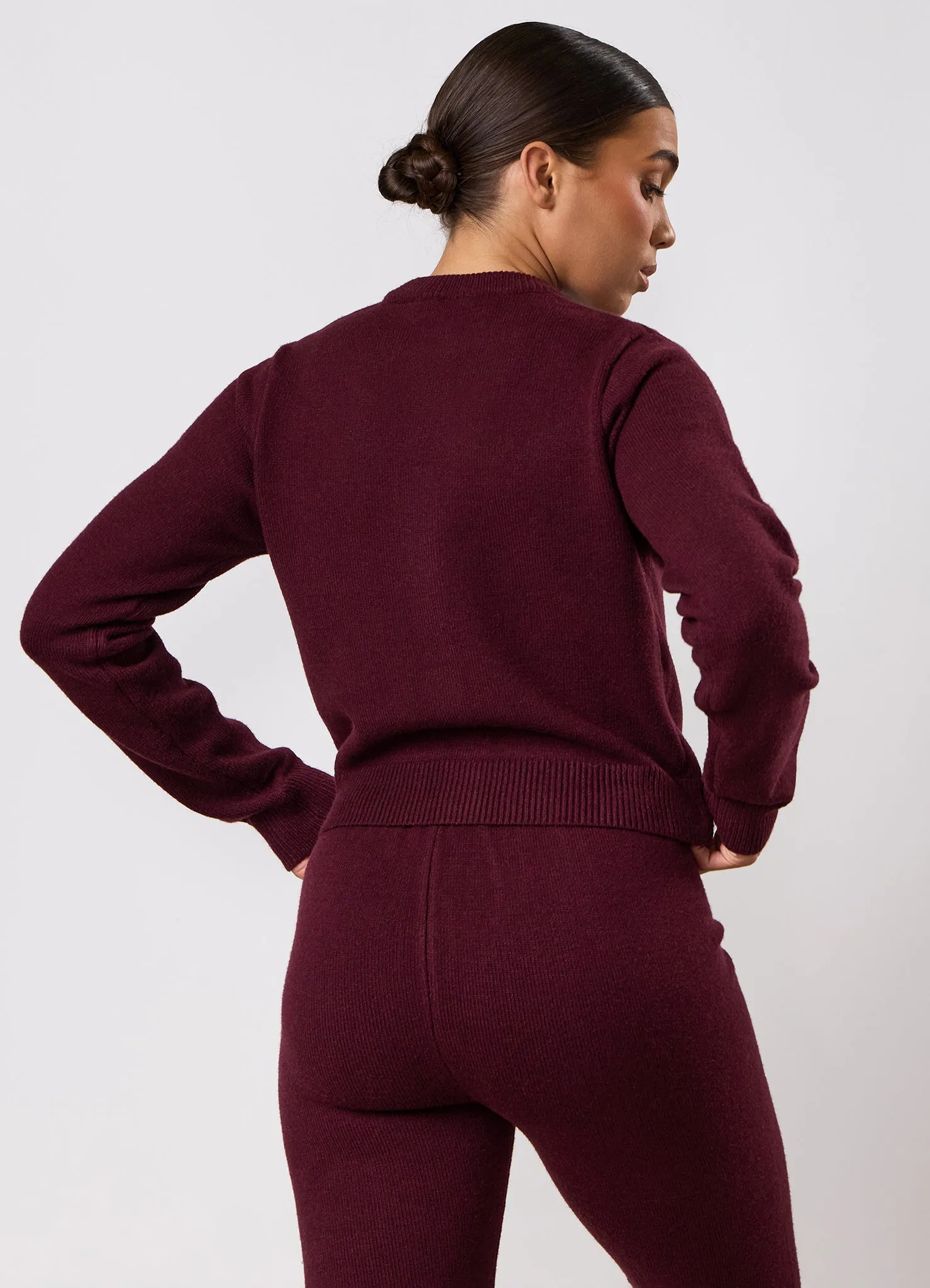 Gym King True Knit Fitted Cardigan - Dark Cherry sold by The Gym King product image thumbnail 3