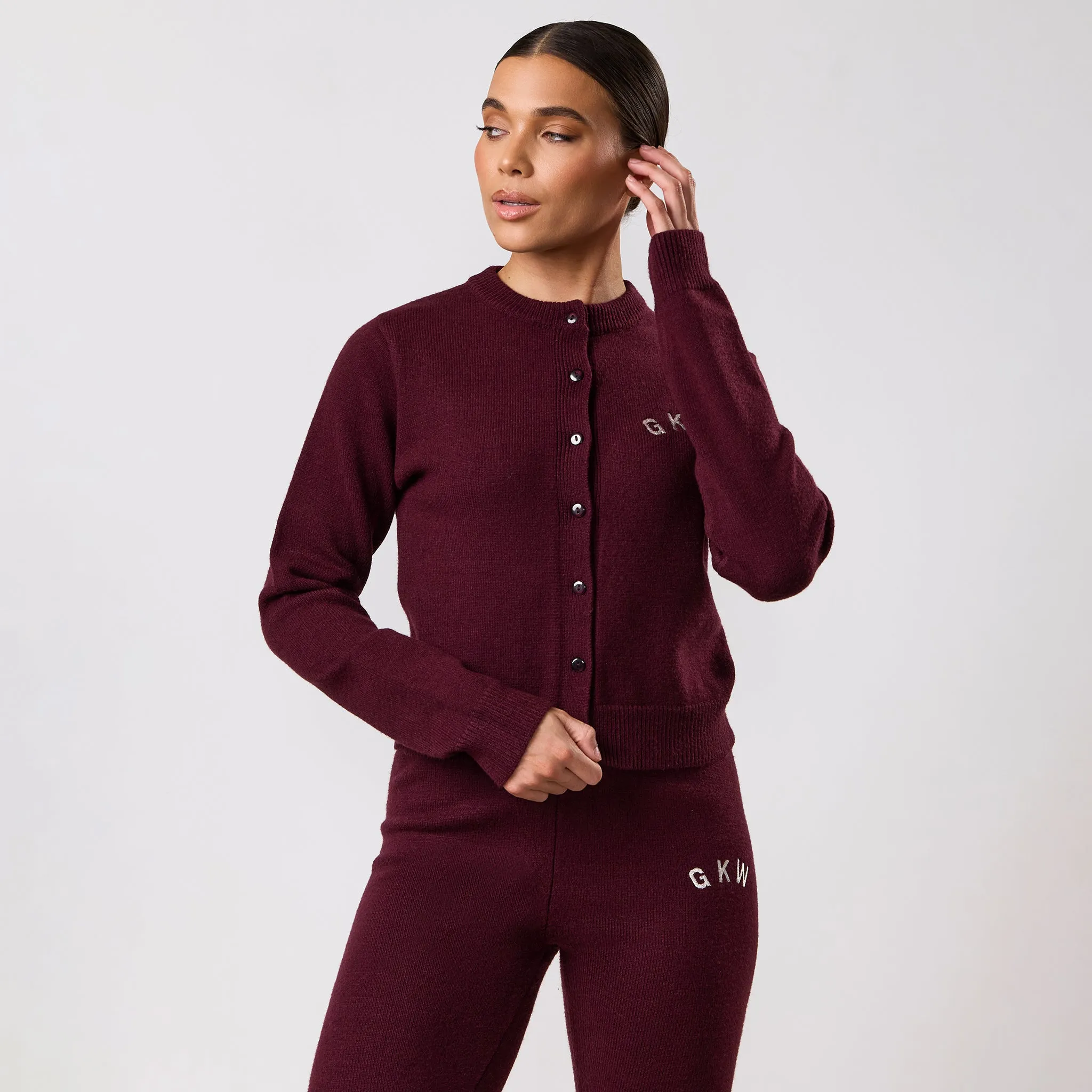 Gym King True Knit Fitted Cardigan - Dark Cherry sold by The Gym King product image thumbnail 2