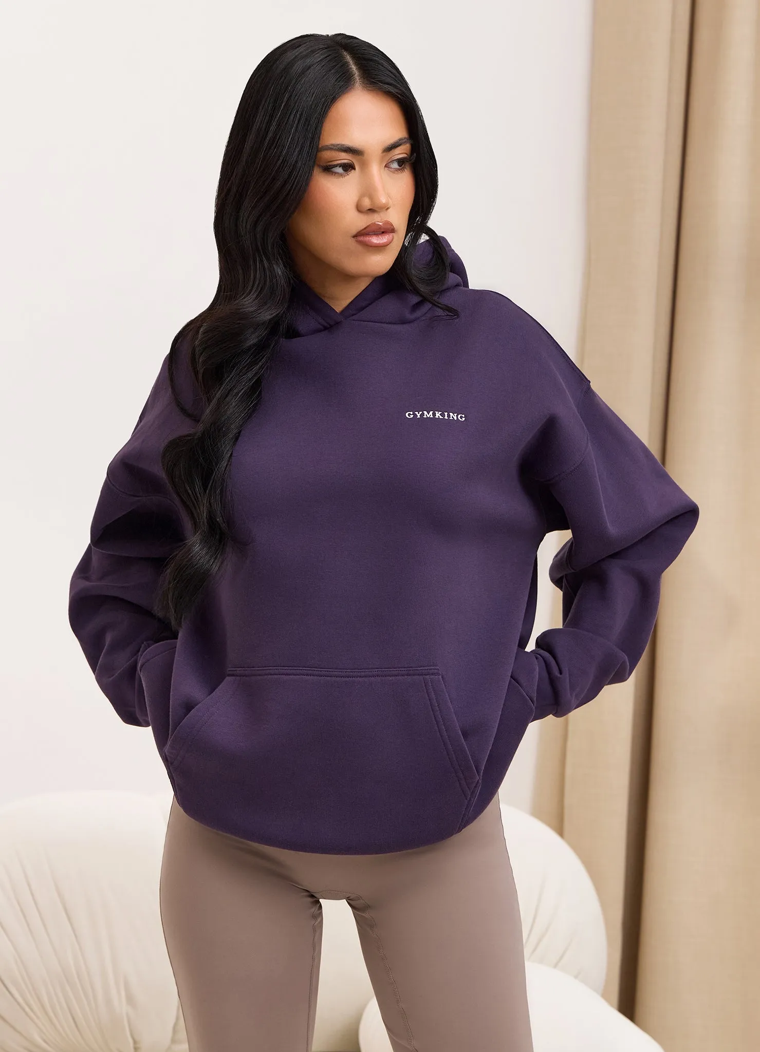 Gym King 365 Relaxed Fit Fleece Hoodie - Aubergine sold by The Gym King