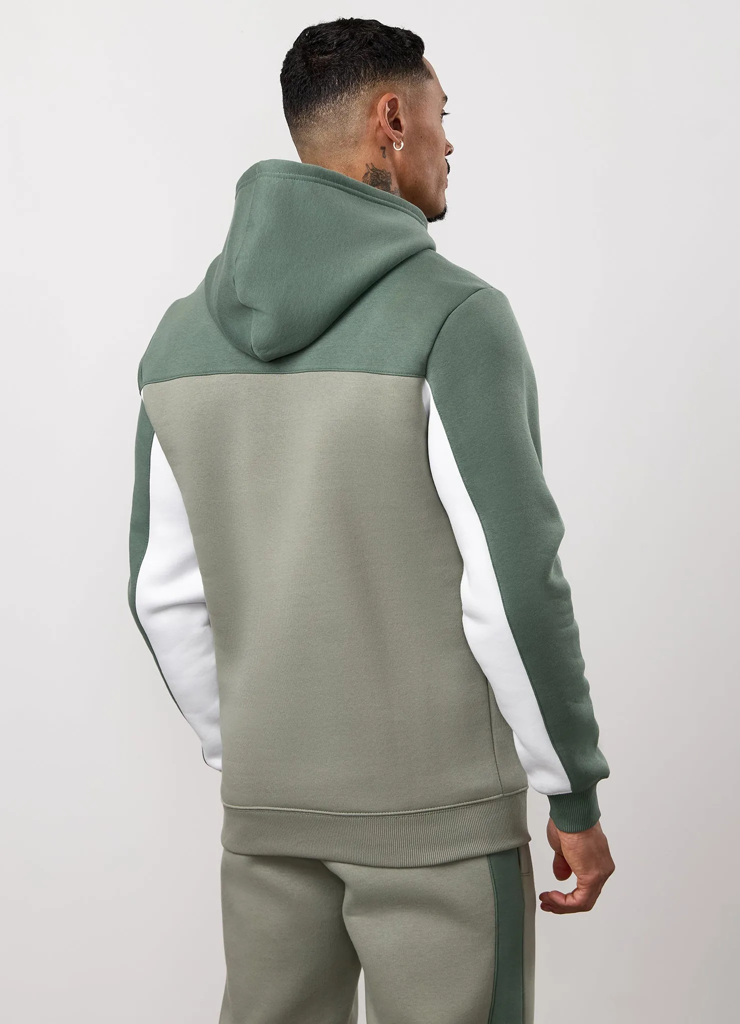 Gym King Power Fleece Hood Tracksuit - Soft Khaki/Fern Green/White sold by The Gym King product image thumbnail 5