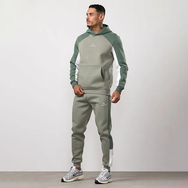 Gym King Power Fleece Hood Tracksuit - Soft Khaki/Fern Green/White sold by The Gym King product image thumbnail 2