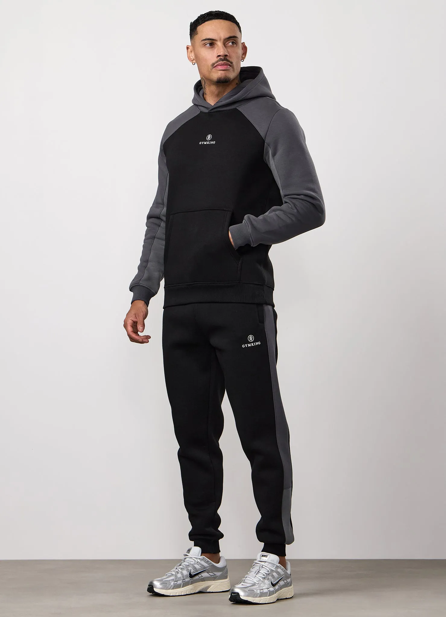 Gym King Power Fleece Hood Tracksuit - Black/Graphite/Gunmetal Grey sold by The Gym King