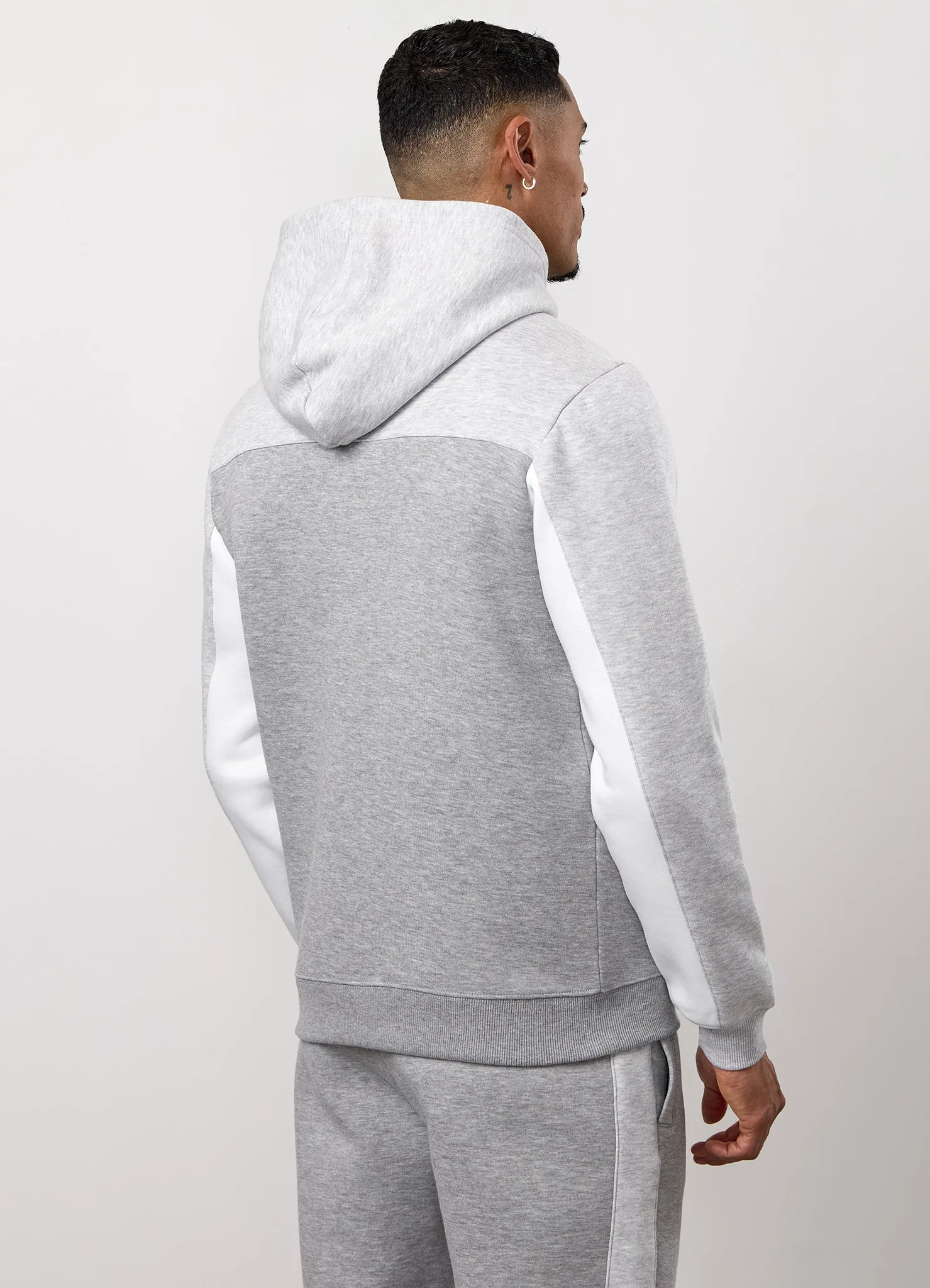 Gym King Power Fleece Hood Tracksuit - Light Grey/Snow Marl/White sold by The Gym King product image thumbnail 5