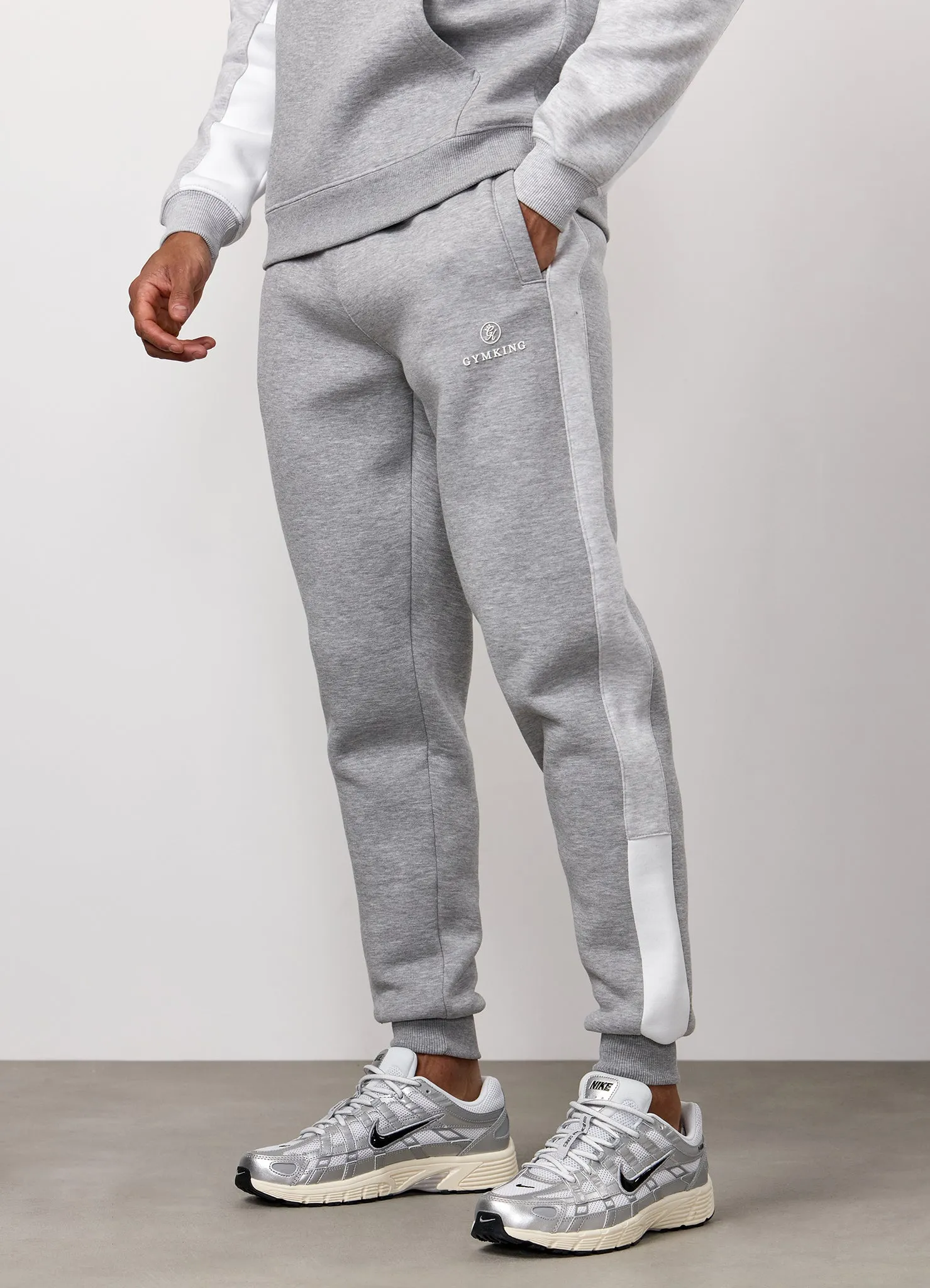Gym King Power Fleece Hood Tracksuit - Light Grey/Snow Marl/White sold by The Gym King product image thumbnail 4