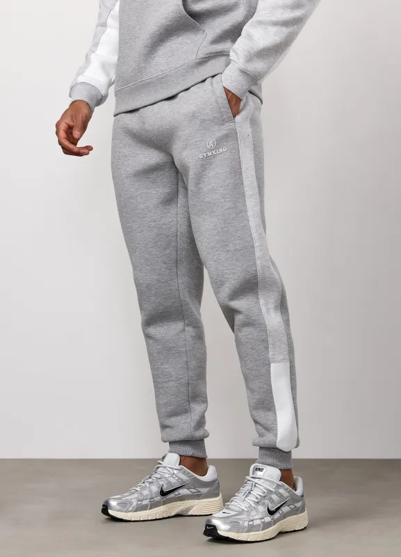 Gym King Power Colour Block Fleece Jogger - Light Grey/Snow Marl/White sold by The Gym King