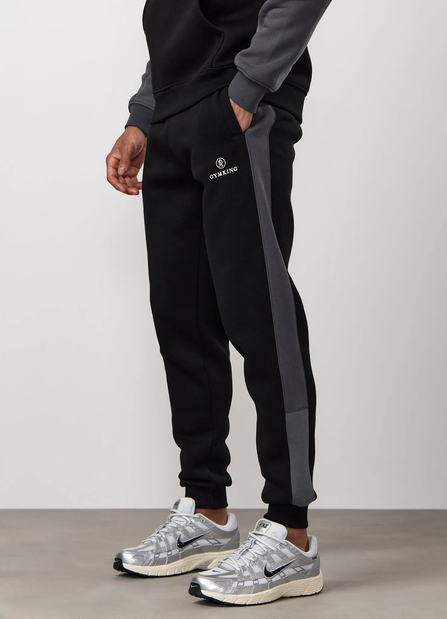 Gym King Power Colour Block Fleece Jogger - Black/Graphite/Gunmetal Grey sold by The Gym King