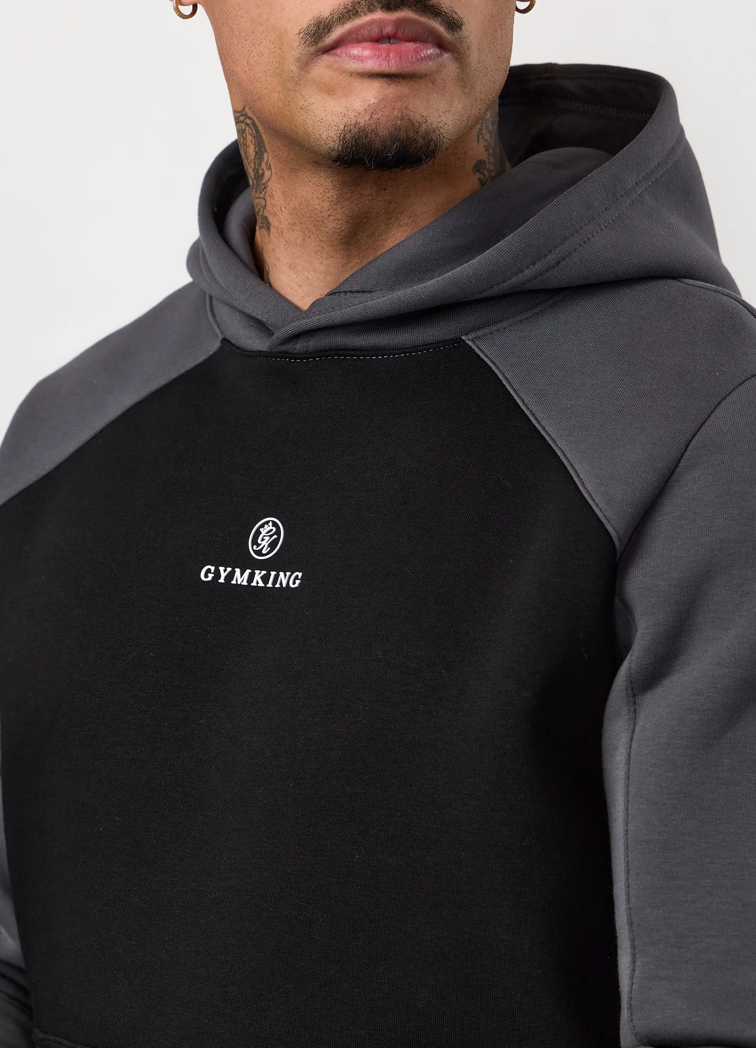 Gym King Power Colour Block Fleece Hood - Black/Graphite/Gunmetal Grey sold by The Gym King product image thumbnail 4
