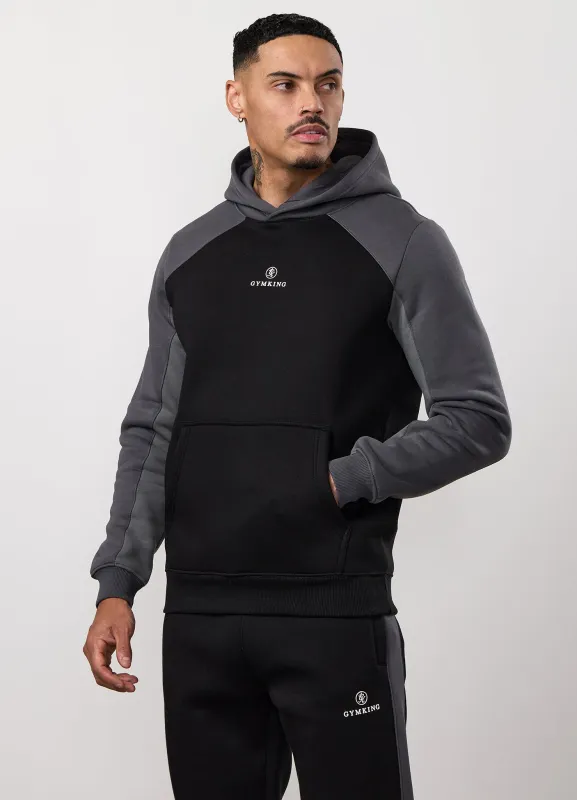Gym King Power Colour Block Fleece Hood - Black/Graphite/Gunmetal Grey sold by The Gym King