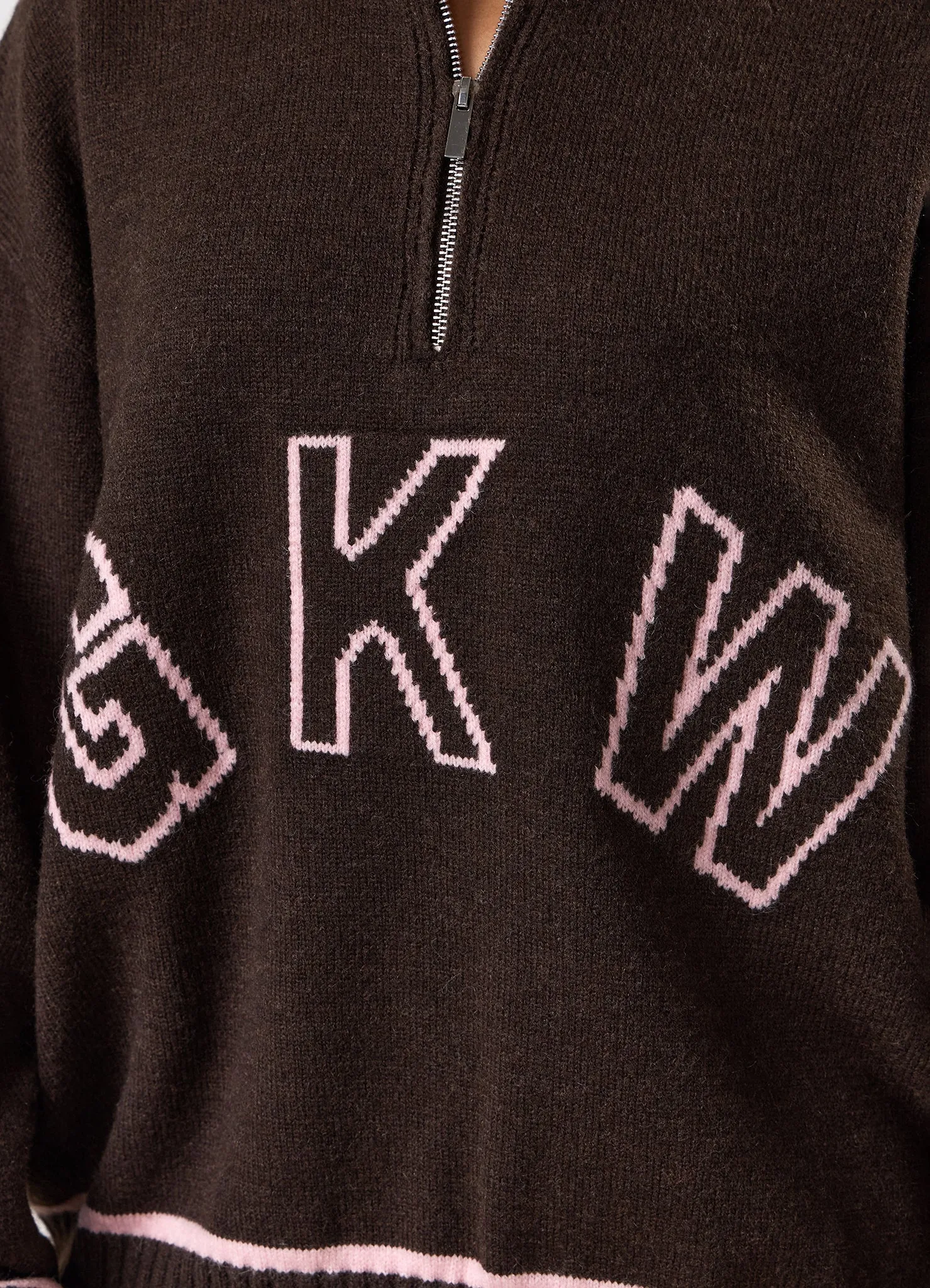 Gym King Knockout Knitted 1/4 Zip Funnel - Espresso sold by The Gym King product image thumbnail 5