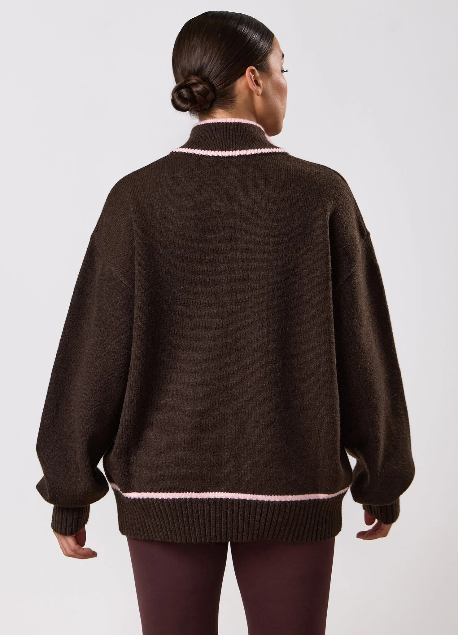 Gym King Knockout Knitted 1/4 Zip Funnel - Espresso sold by The Gym King product image thumbnail 3