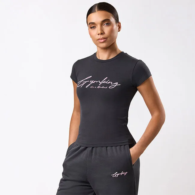 Gym King Script Mindset Jersey Tee - Dark Pewter sold by The Gym King product image thumbnail 2