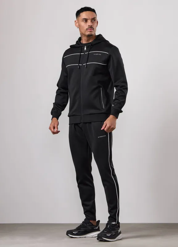 Gym King Core Piped Full Zip Hood Tracksuit - Black sold by The Gym King