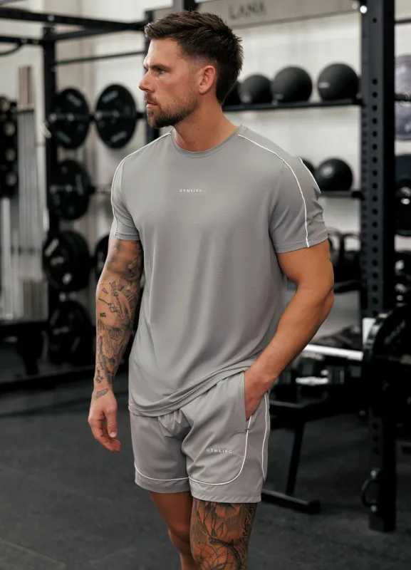 Gym King Core Piped Tee - Urban Grey sold by The Gym King