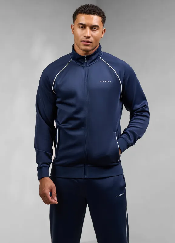 Gym King Core Piped Full Zip Funnel - Navy sold by The Gym King