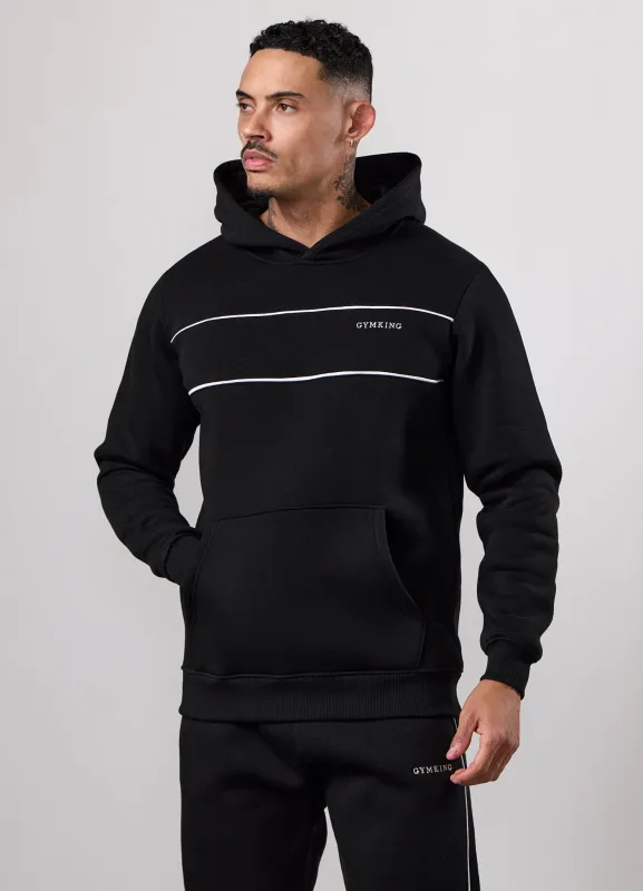 Gym King Core Piped Fleece Hood - Black sold by The Gym King