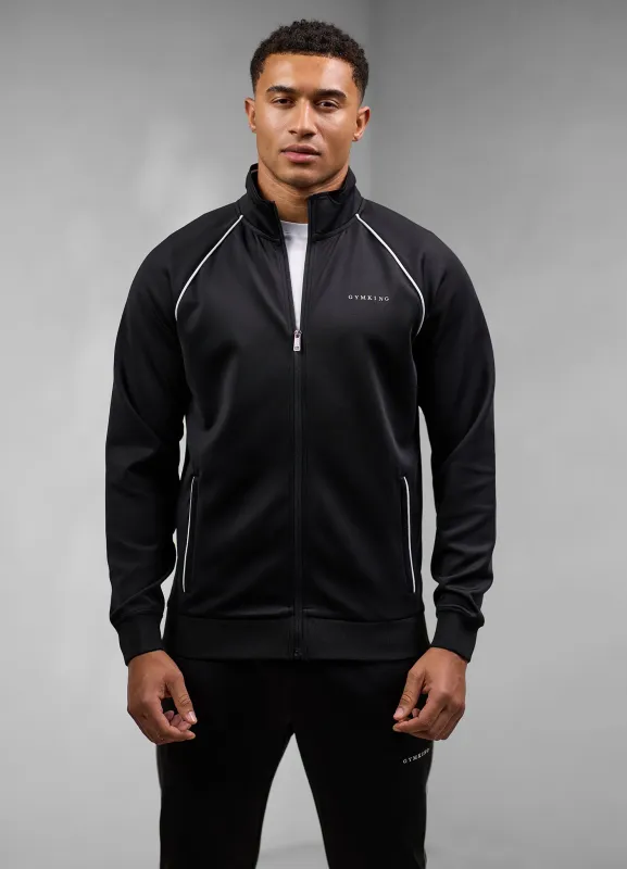 Gym King Core Piped Full Zip Funnel - Black made by The Gym King
