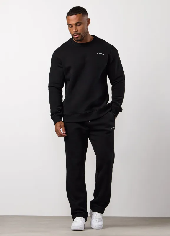 Gym King Fundamental Linear Crew Straight Leg Tracksuit - Black made by The Gym King