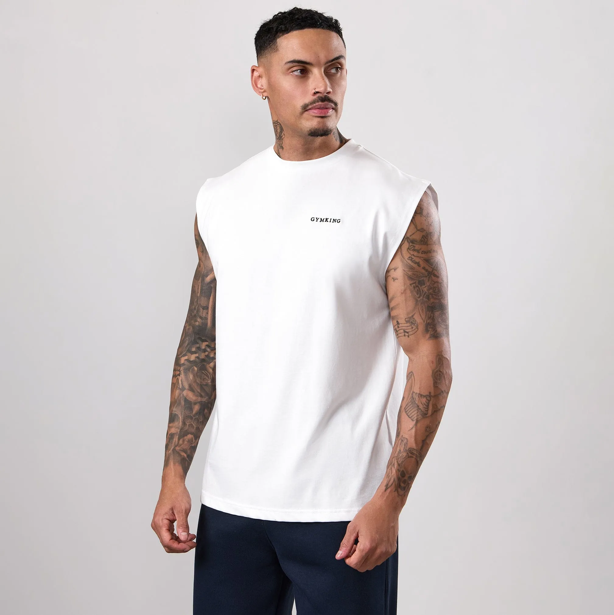 Gym King Fundamental Linear Jersey Tank - White sold by The Gym King product image thumbnail 2