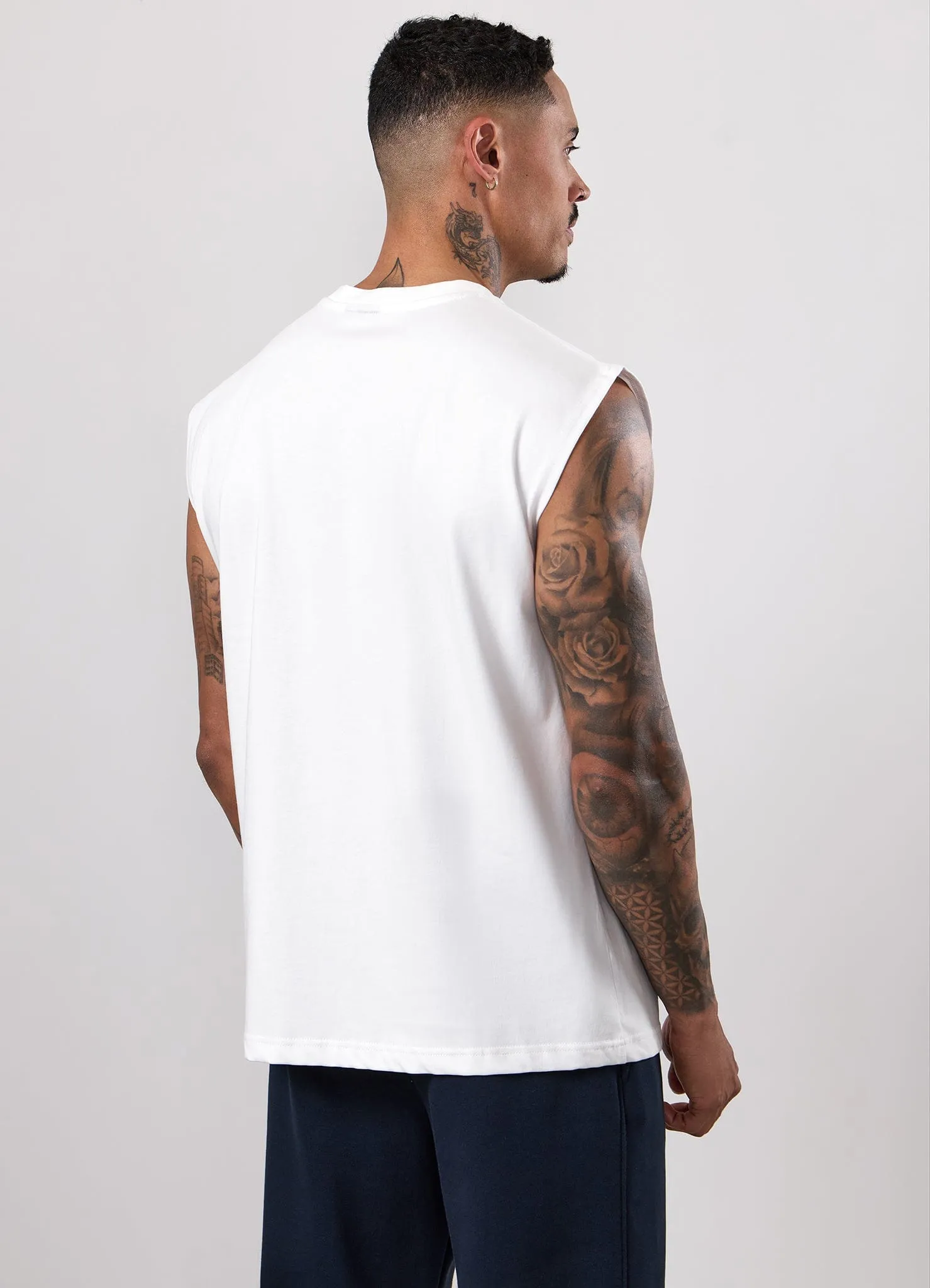Gym King Fundamental Linear Jersey Tank - White sold by The Gym King product image thumbnail 3