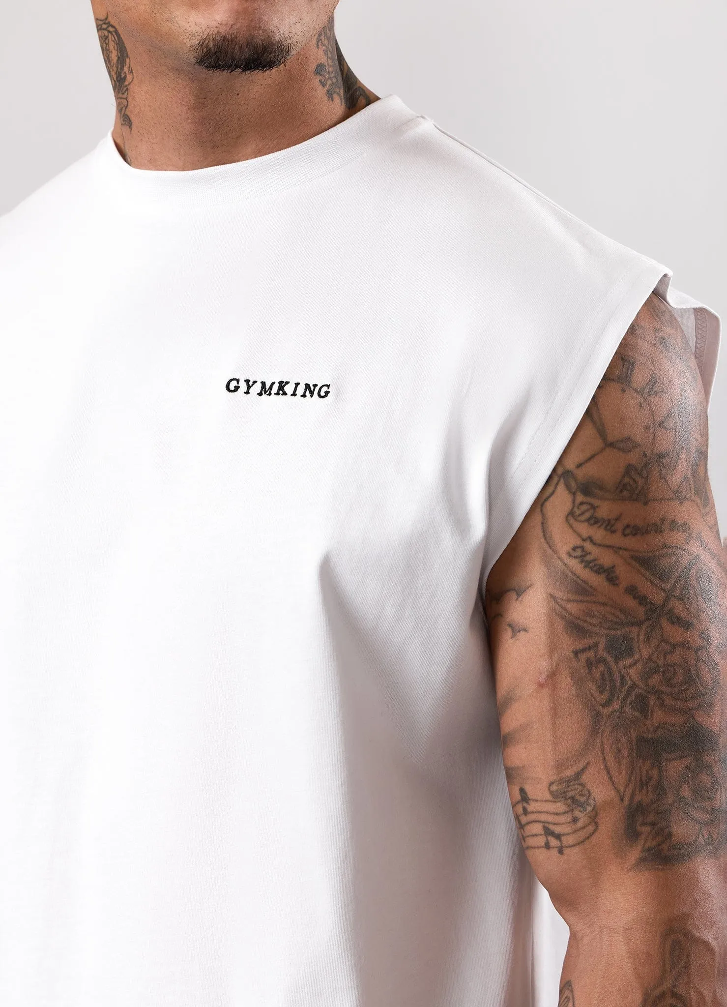 Gym King Fundamental Linear Jersey Tank - White sold by The Gym King product image thumbnail 4