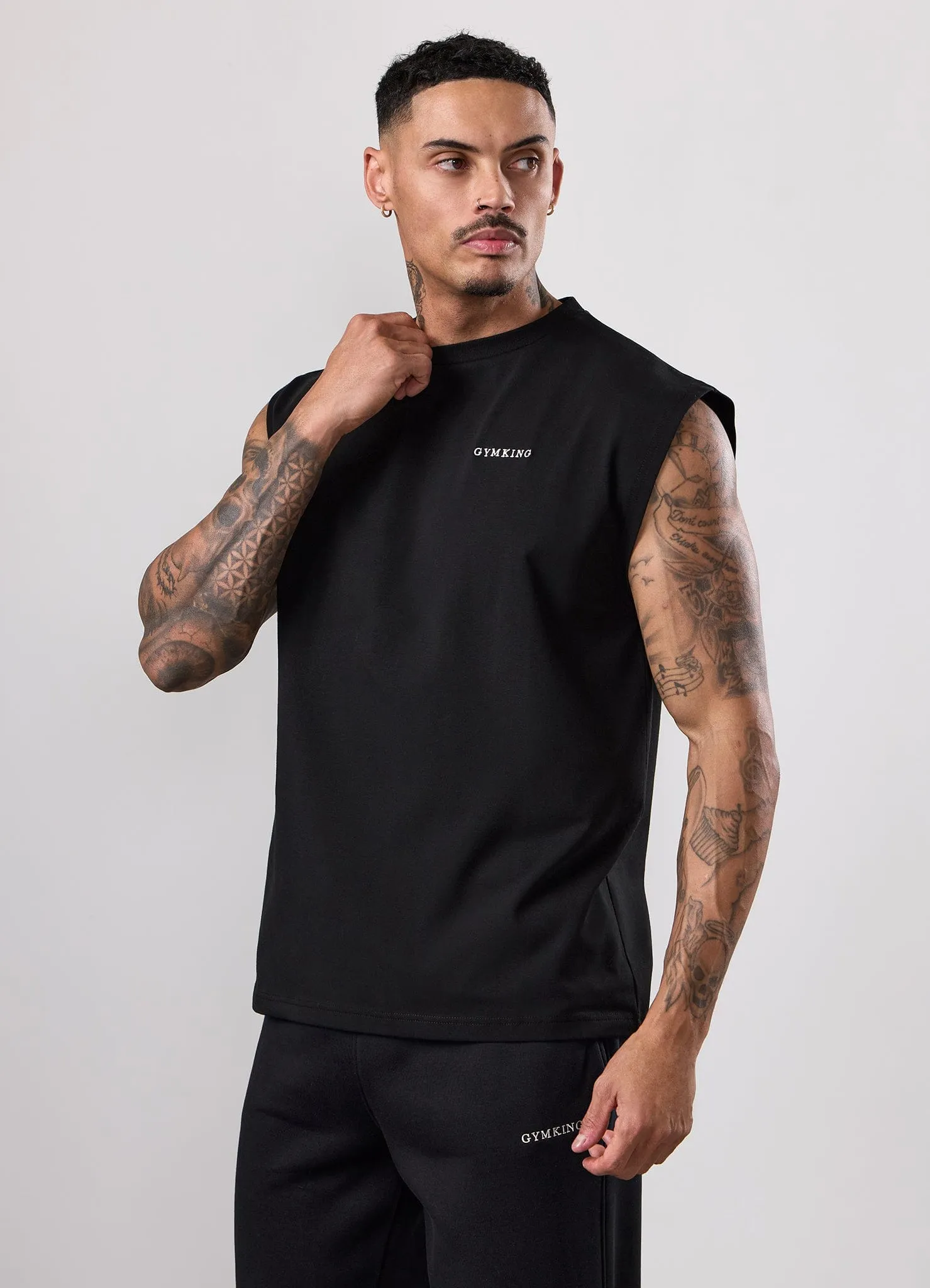 Gym King Fundamental Linear Jersey Tank - Black sold by The Gym King