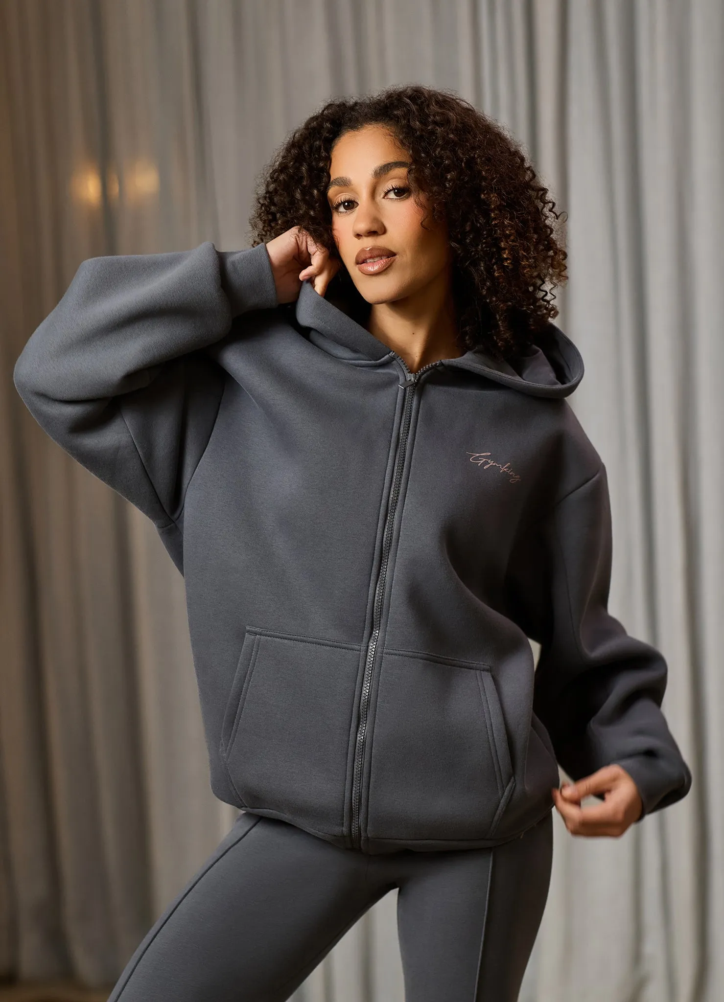 Gym King Poise Oversized Graphic Full Zip Hood - Storm Blue sold by The Gym King product image thumbnail 4