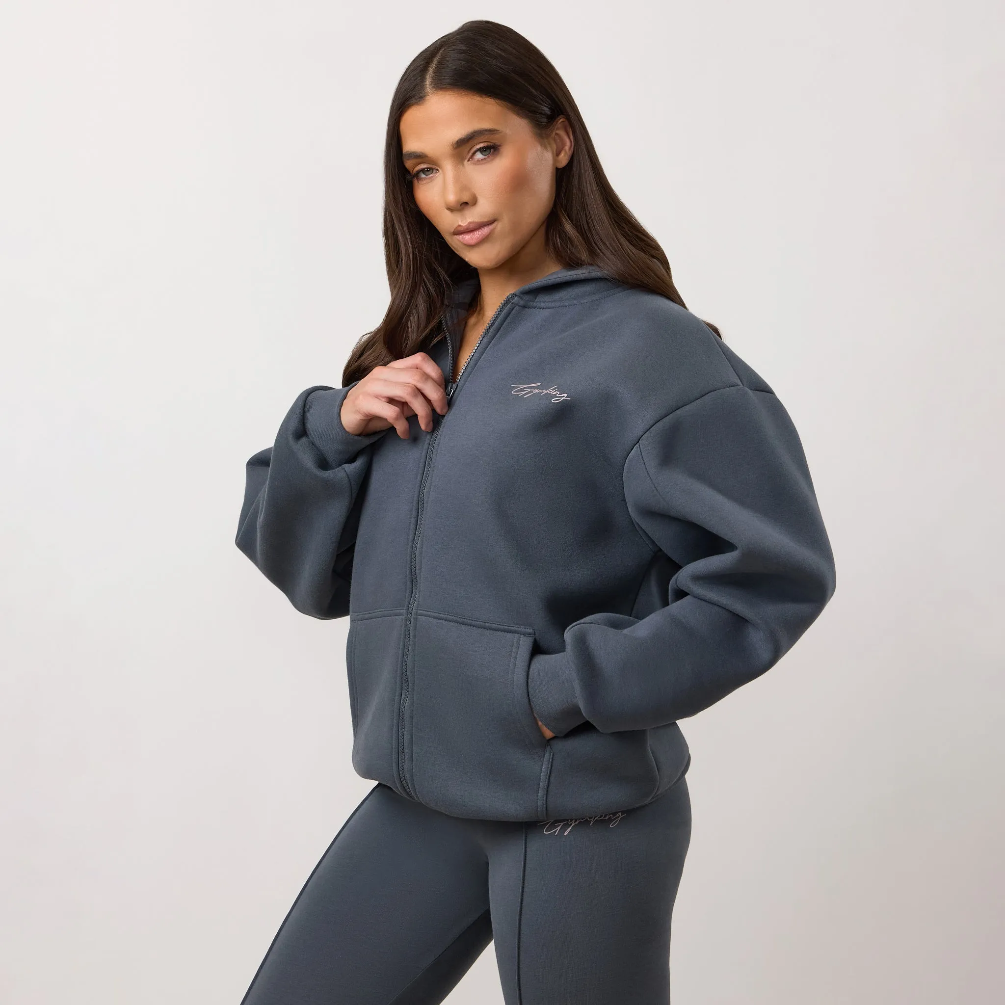 Gym King Poise Oversized Graphic Full Zip Hood - Storm Blue sold by The Gym King product image thumbnail 2