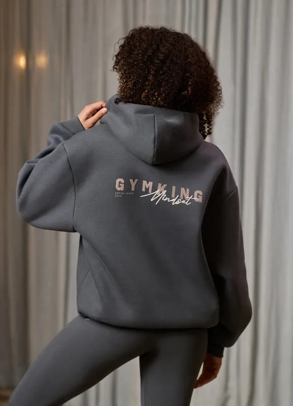 Gym King Poise Oversized Graphic Full Zip Hood - Storm Blue made by The Gym King