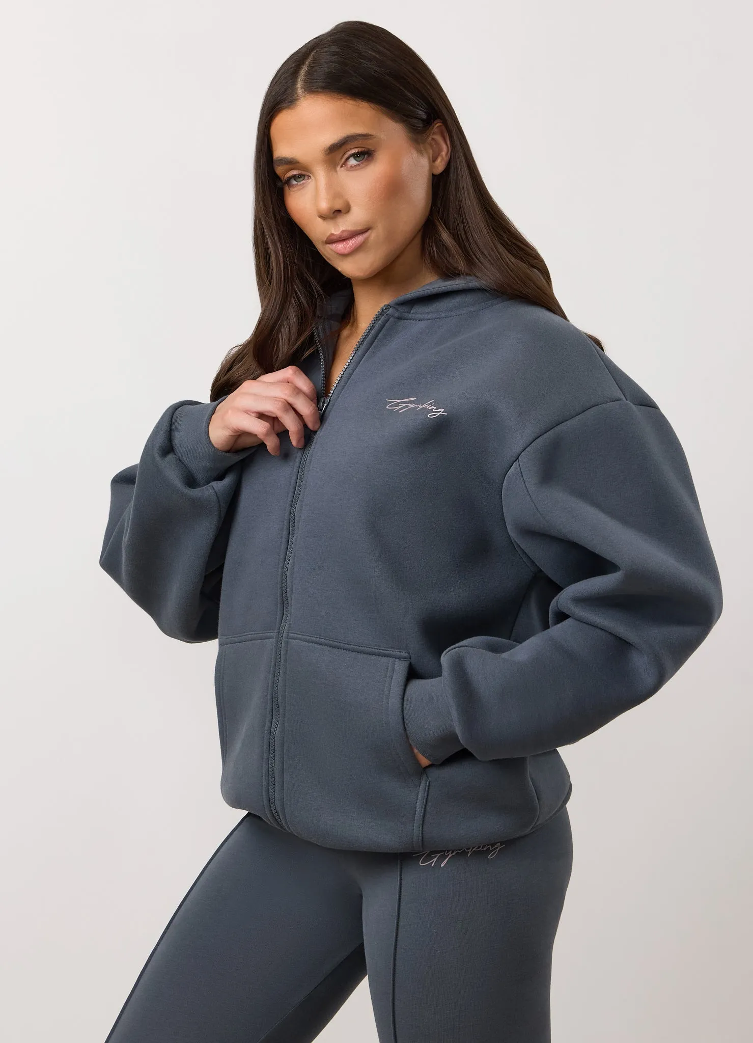 Gym King Poise Oversized Graphic Full Zip Hood - Storm Blue sold by The Gym King product image thumbnail 5