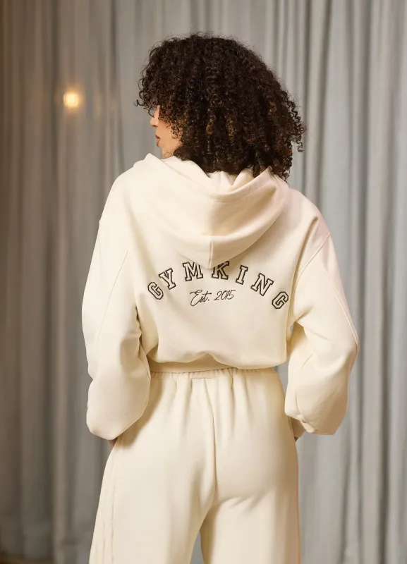 Gym King Replenish Peached Crop Hoodie - Marshmallow made by The Gym King
