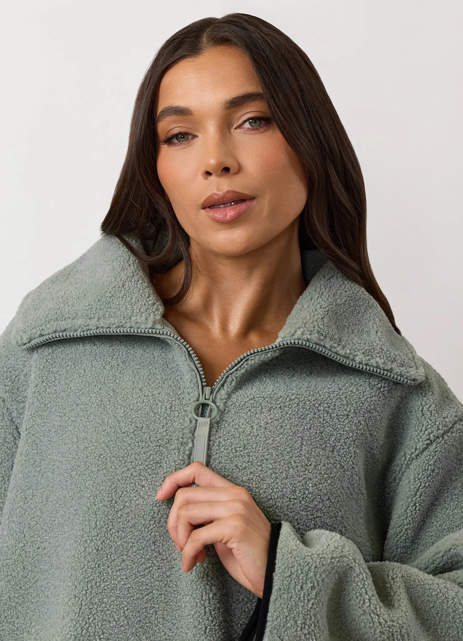 Gym King Replenish Borg Half Zip - Dusky Mint sold by The Gym King product image thumbnail 4