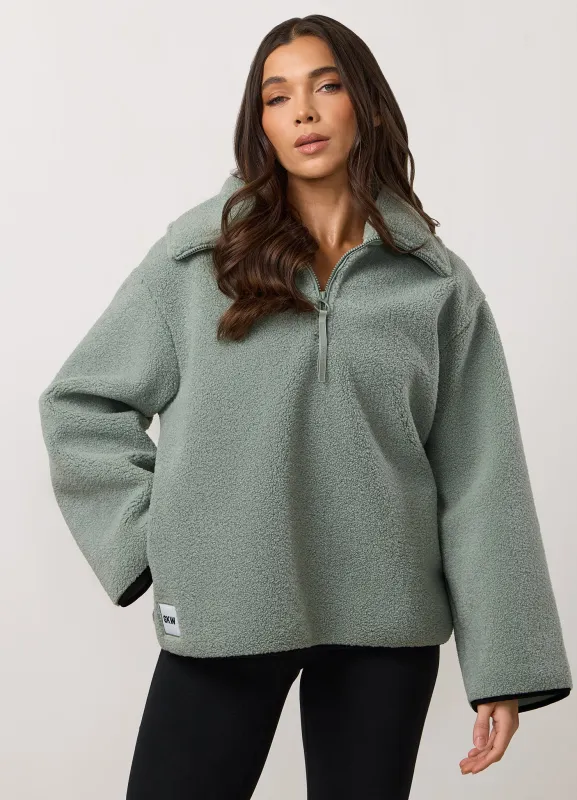 Gym King Replenish Borg Half Zip - Dusky Mint sold by The Gym King