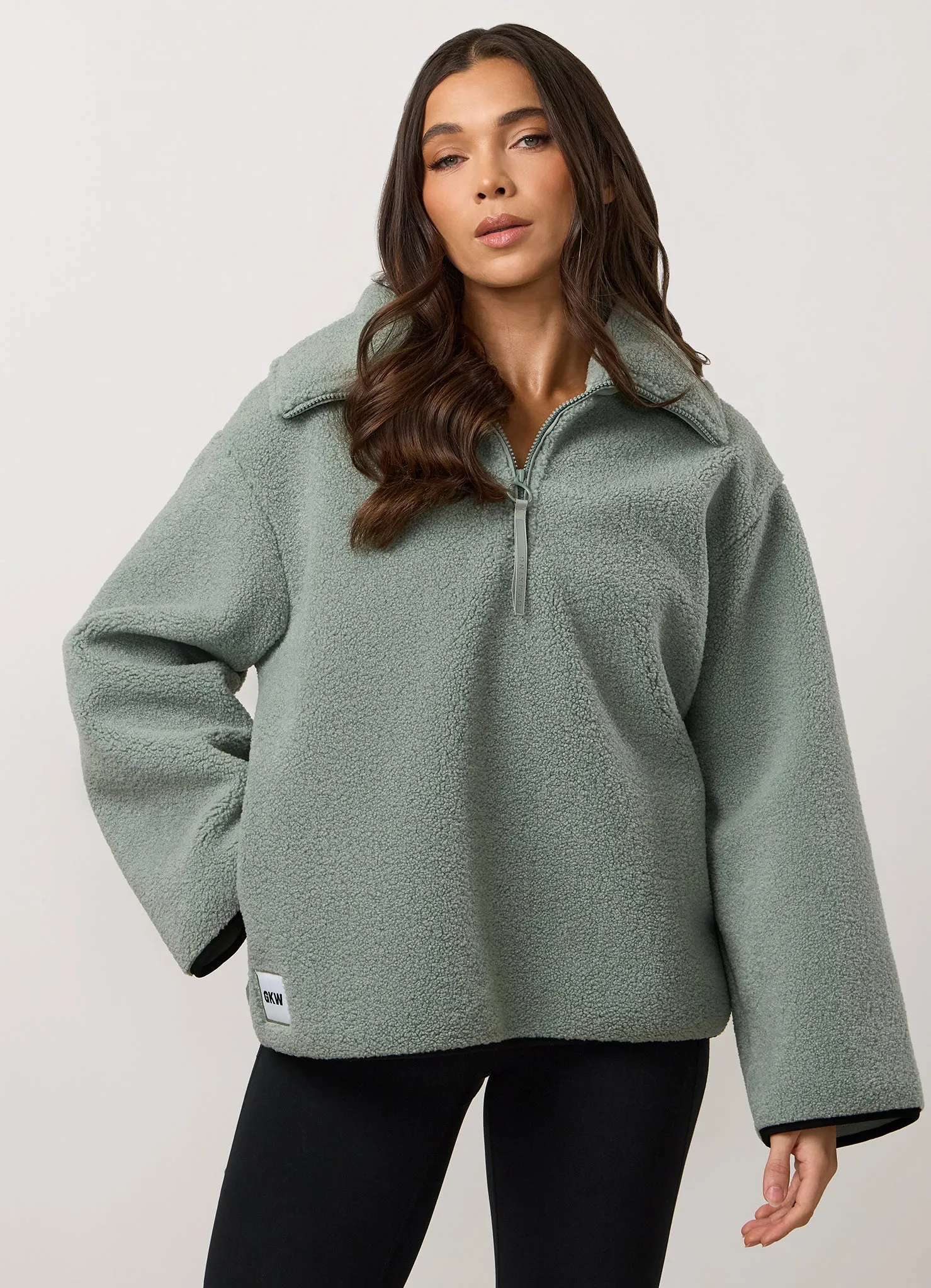 Gym King Replenish Borg Half Zip - Dusky Mint sold by The Gym King