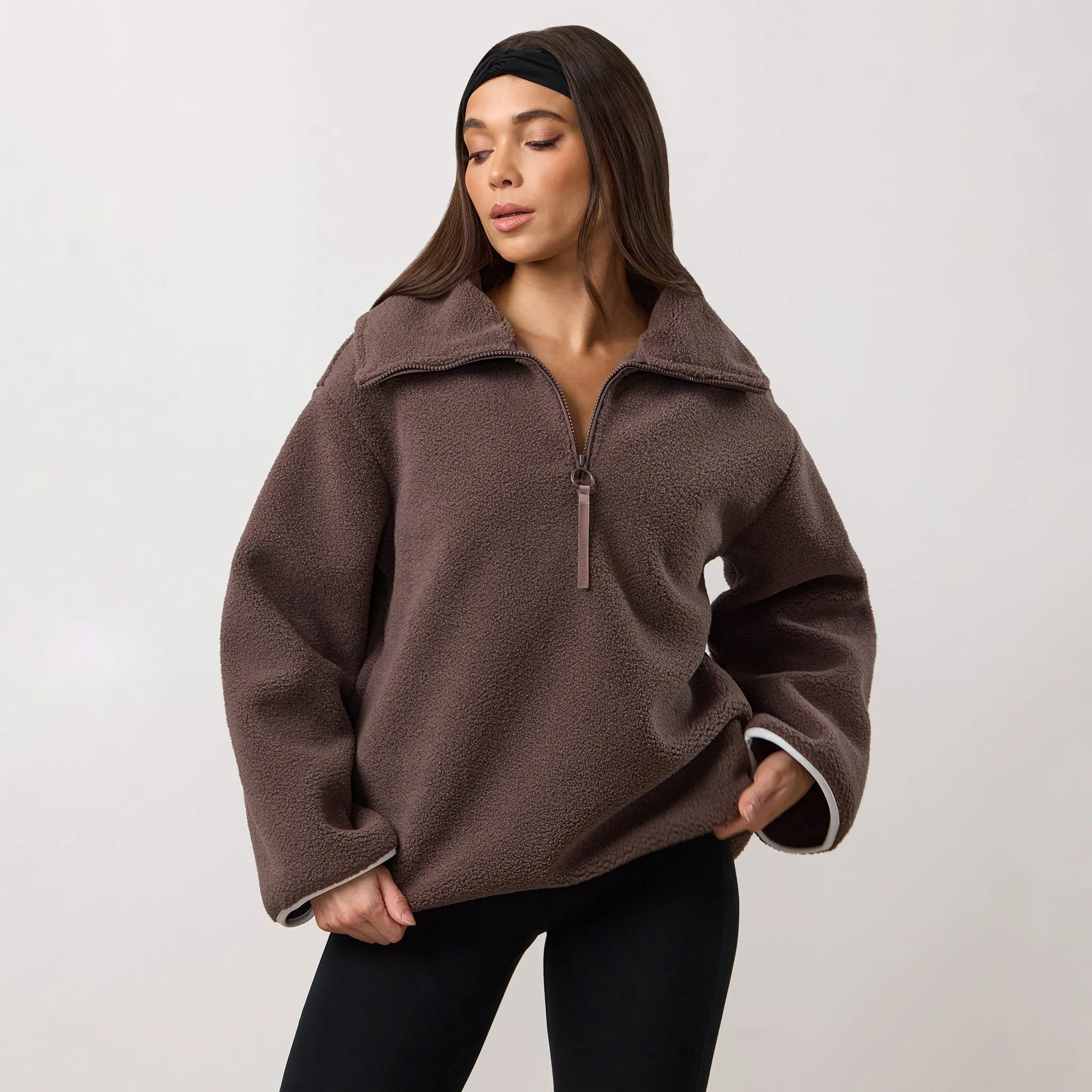 Gym King Replenish Borg Half Zip - Deep Mocha sold by The Gym King product image thumbnail 2