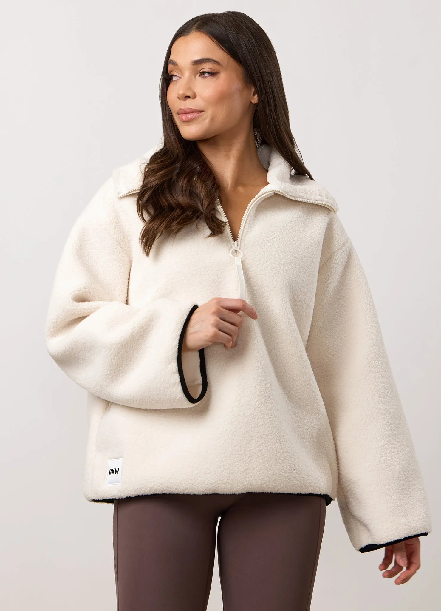 Gym King Replenish Borg Half Zip - Marshmallow sold by The Gym King