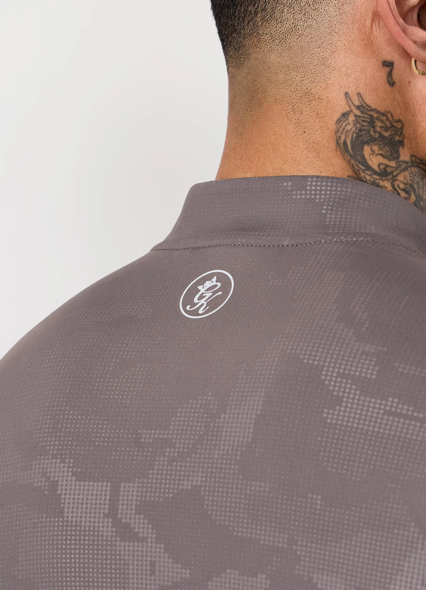 Gym King Debossed Camo 1/4 Zip Funnel - Rustic Taupe sold by The Gym King product image thumbnail 4