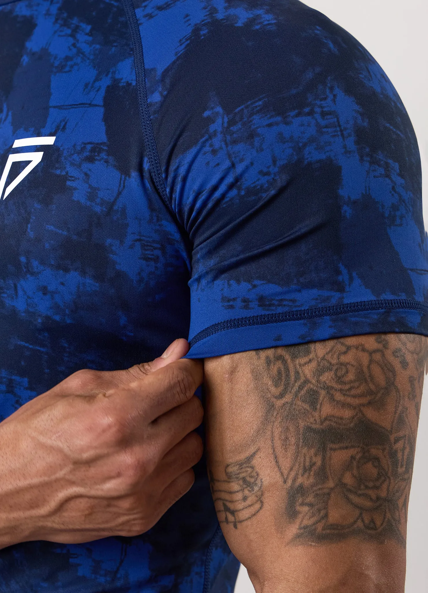 Gym King Fight Division Combat Short Sleeve Rash Guard - Blue Abstract Print sold by The Gym King product image thumbnail 5